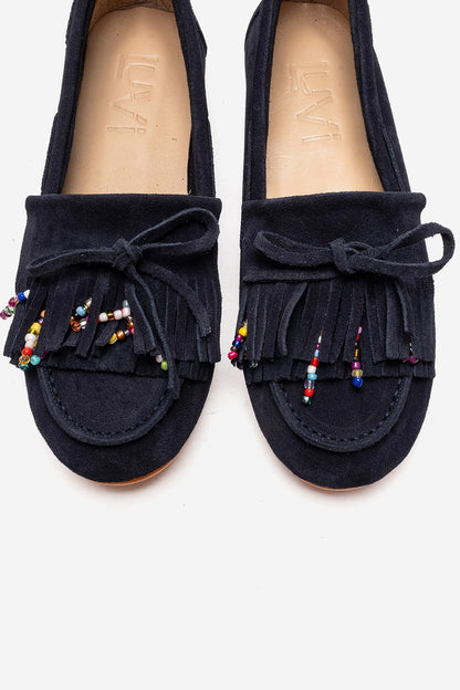 Evelyn - Navy Genuine Leather Loafer (Women)