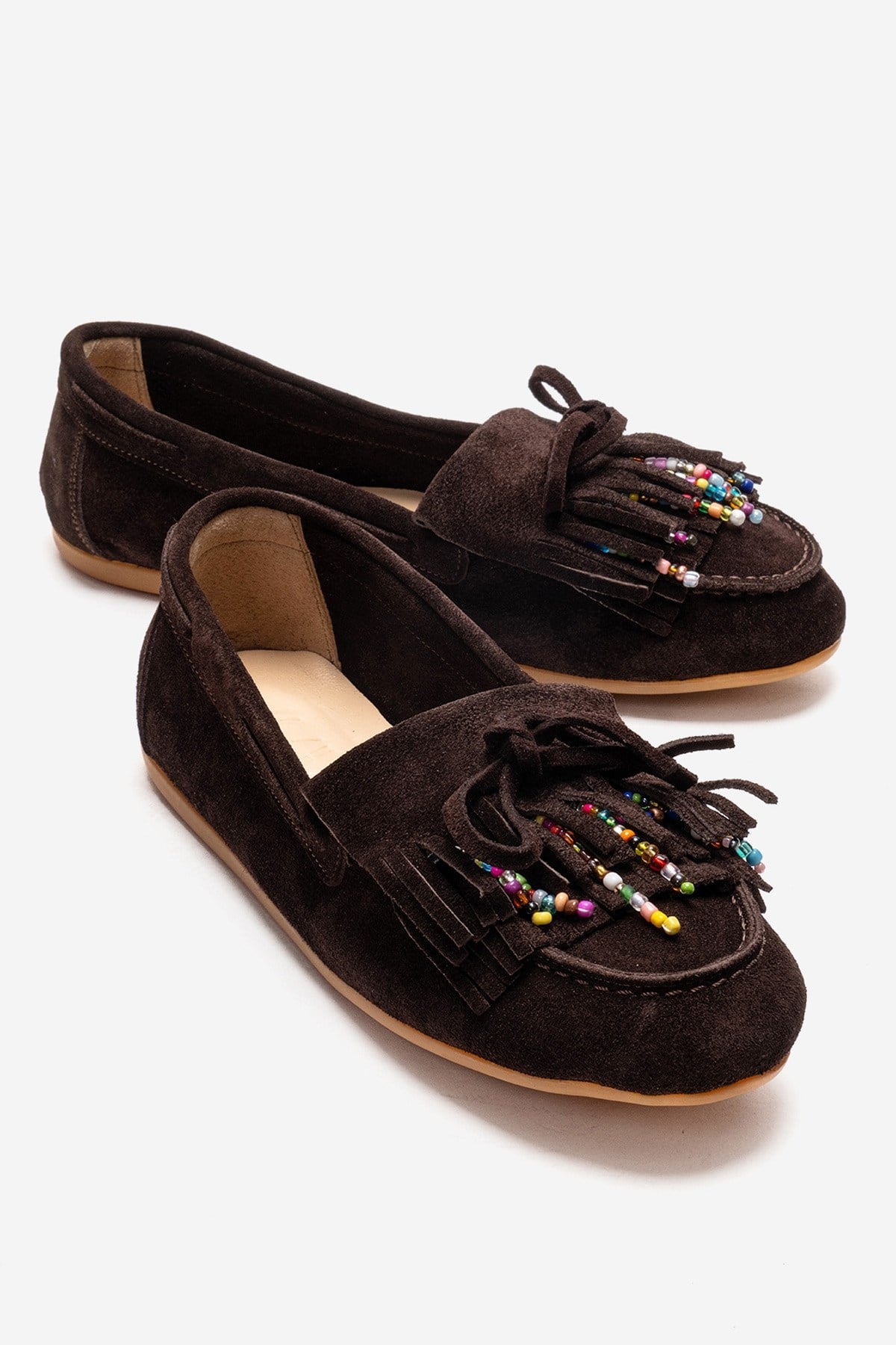 Evelyn - Mocasín de gamuza de cuero genuino marrón (Mujer)
