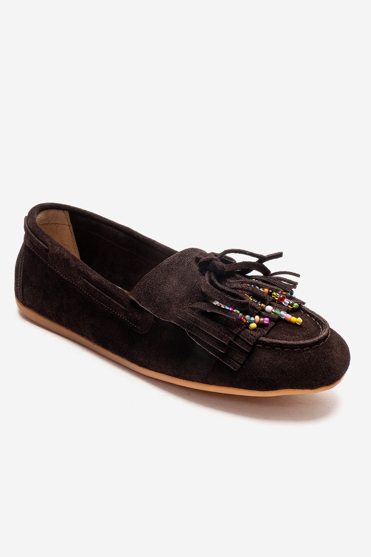 Evelyn - Mocasín de gamuza de cuero genuino marrón (Mujer)