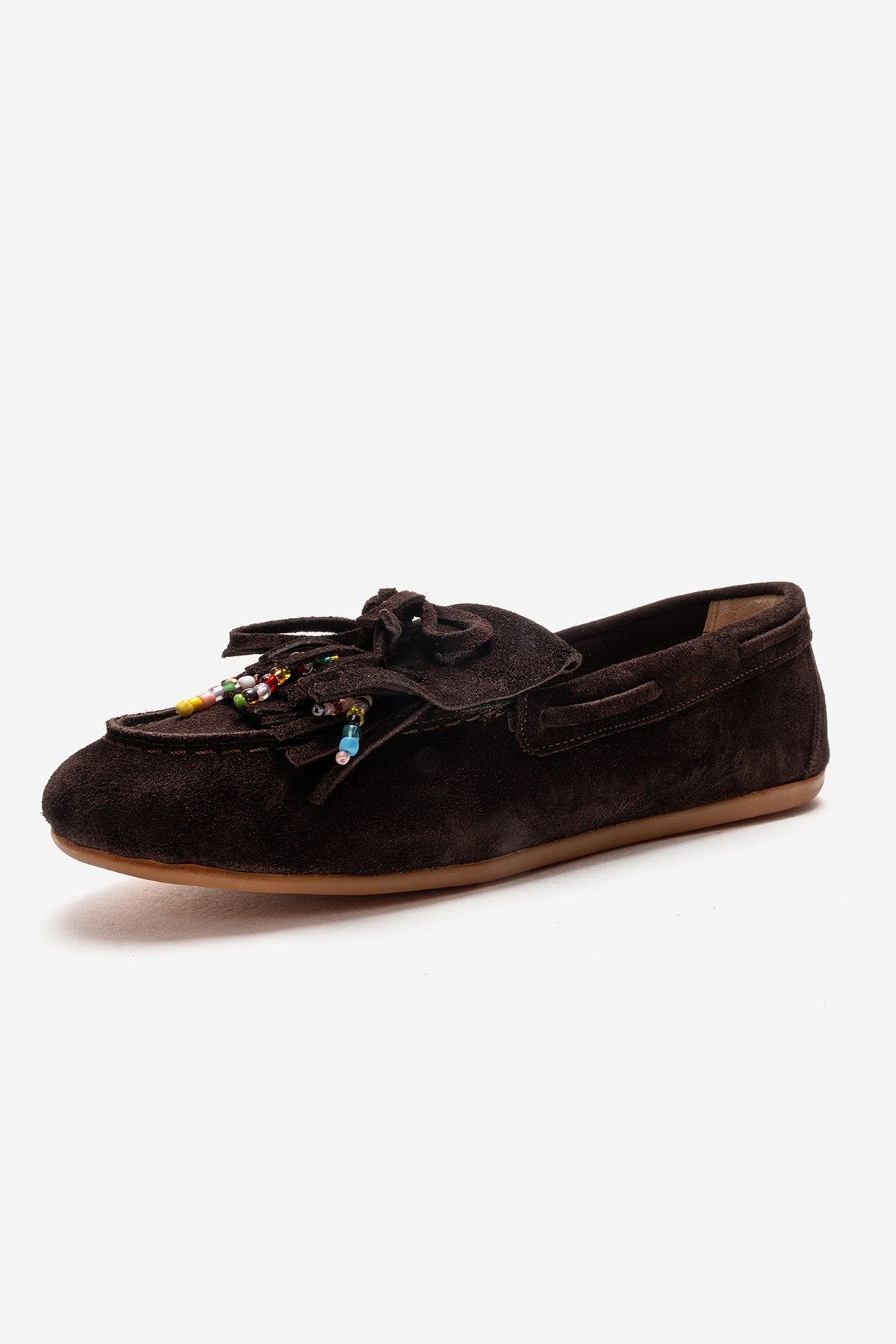 Evelyn - Mocasín de gamuza de cuero genuino marrón (Mujer)