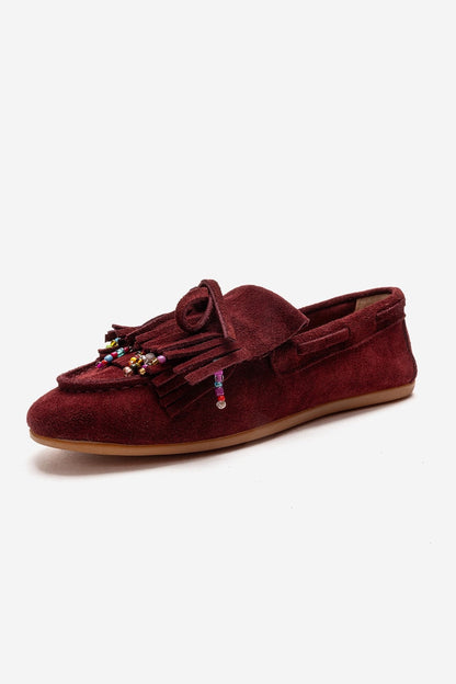 Evelyn - Burgundy Genuine Leather Suede Loafer (Women)
