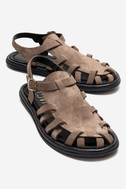 Alone - Taupe Genuine Leather Suede Sandal (Women)