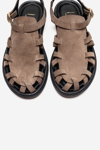 Alone - Taupe Genuine Leather Suede Sandal (Women)