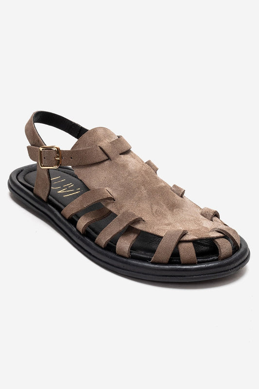 Alone - Taupe Genuine Leather Suede Sandal (Women)