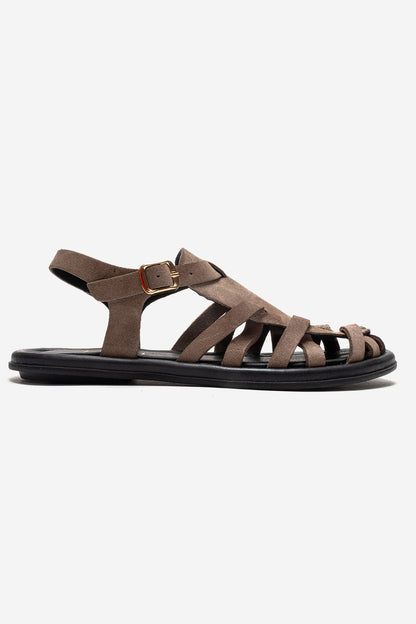 Alone - Taupe Genuine Leather Suede Sandal (Women)