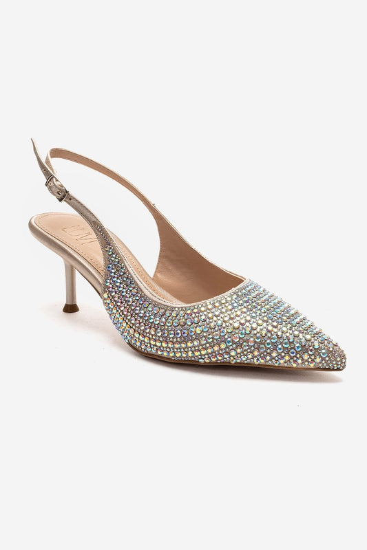 Yasmina - Zapatos de tacón de aguja adornados de color piedra nude (Mujer)