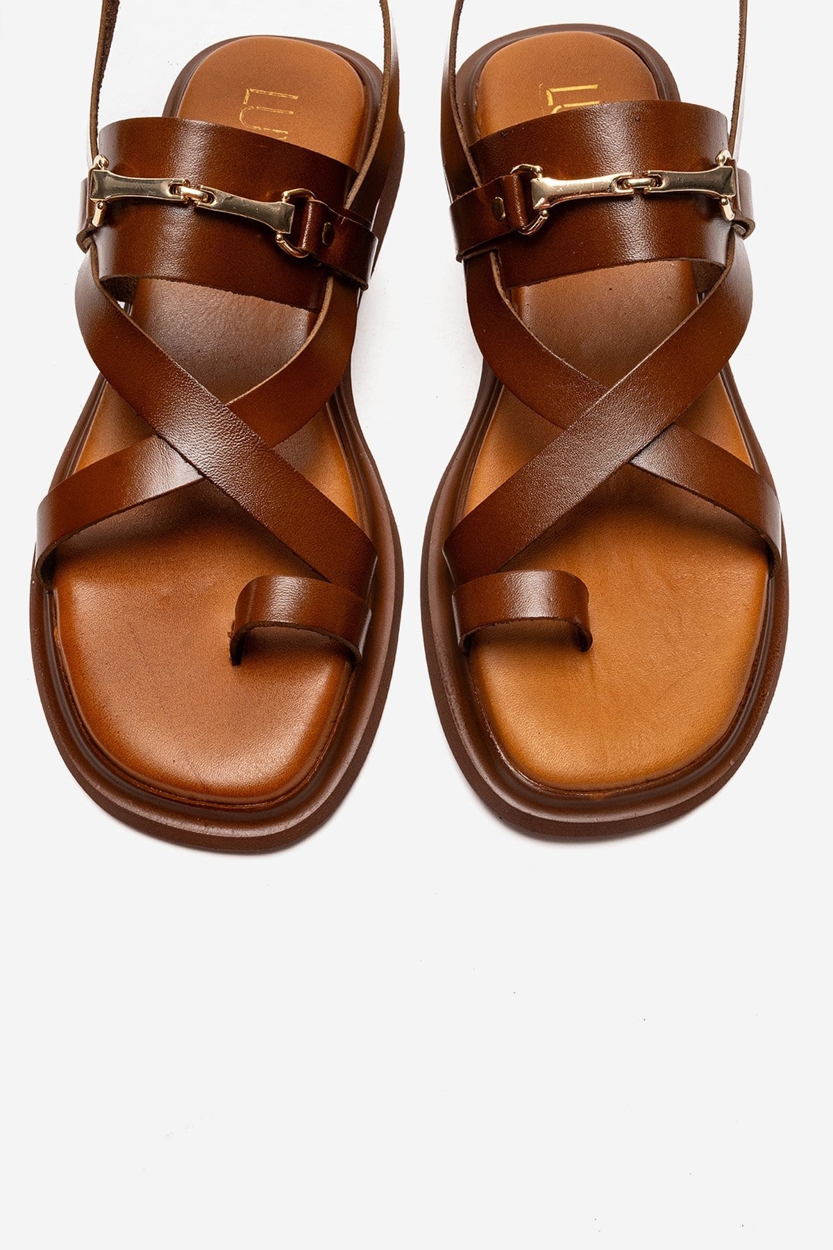 FABIANA - Camel Genuine Leather Toe-Post Sandal (Women)