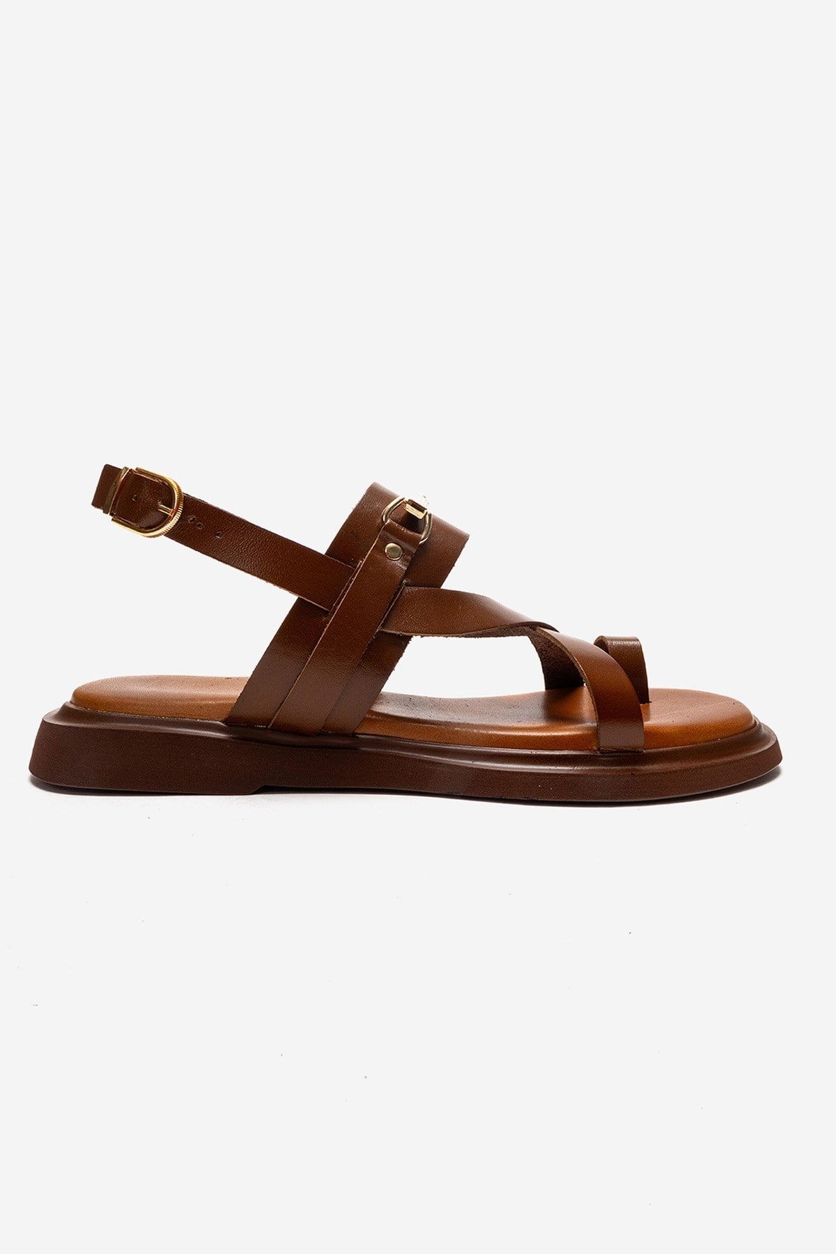 FABIANA - Camel Genuine Leather Toe-Post Sandal (Women)