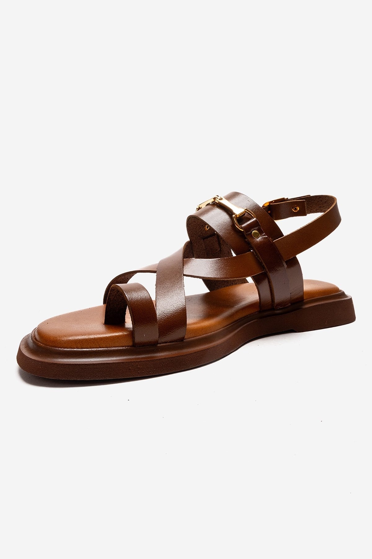 FABIANA - Camel Genuine Leather Toe-Post Sandal (Women)