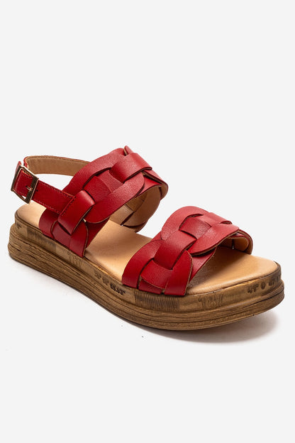 ELVORO - Sandalia de Cuero Genuino Roja (Mujer)