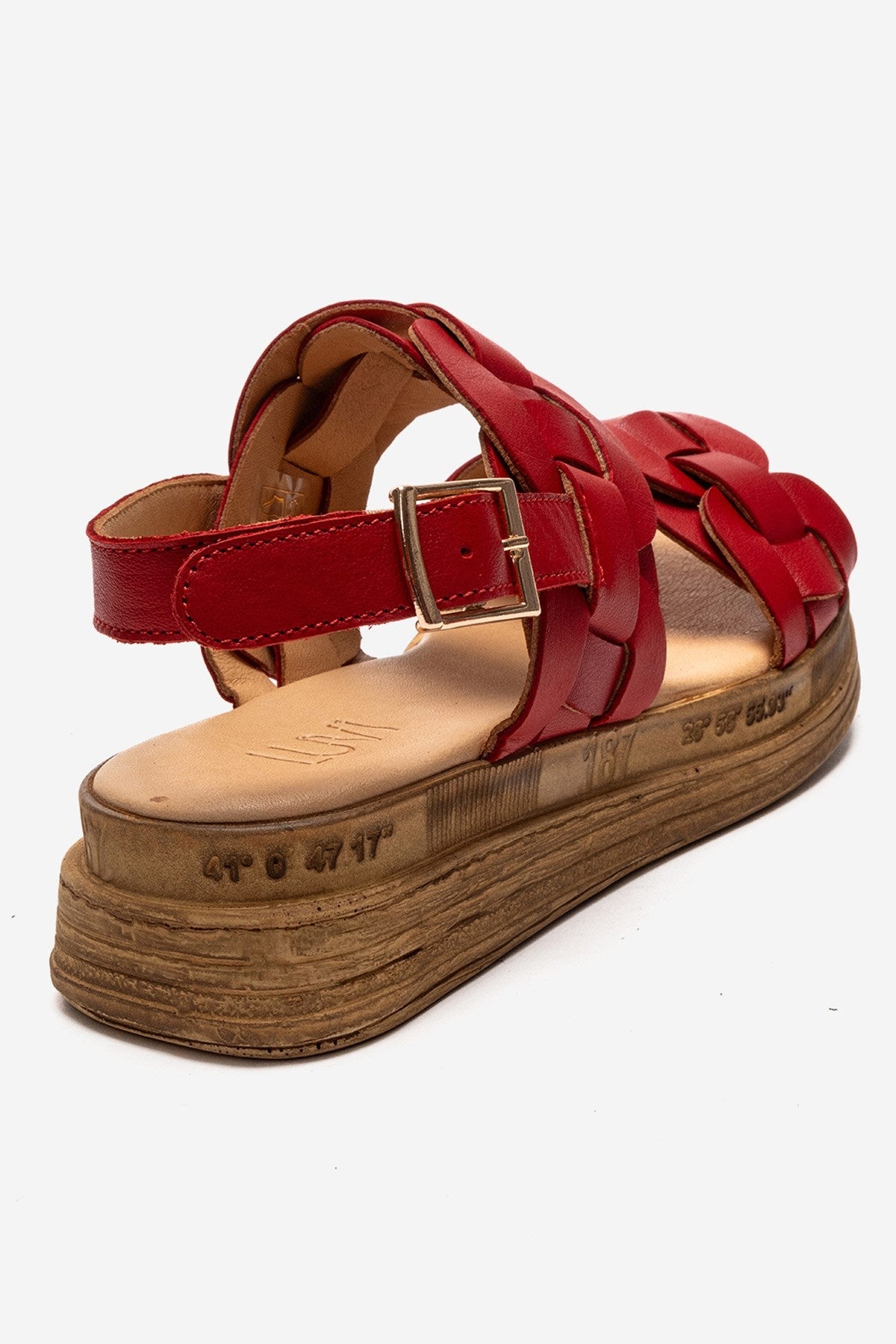 ELVORO - Sandalia de Cuero Genuino Roja (Mujer)
