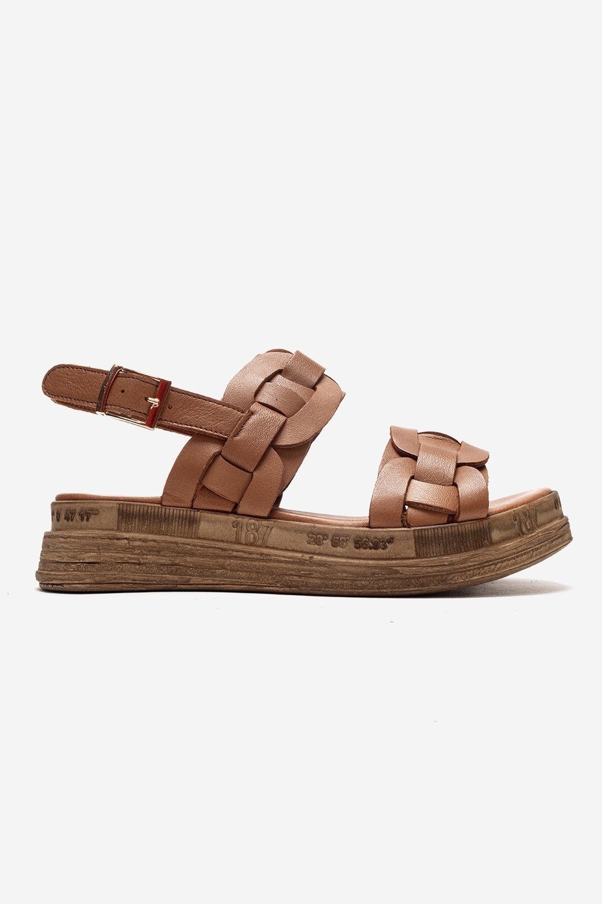 ELVORO - Sandalia de Piel Genuina Camel (Mujer)