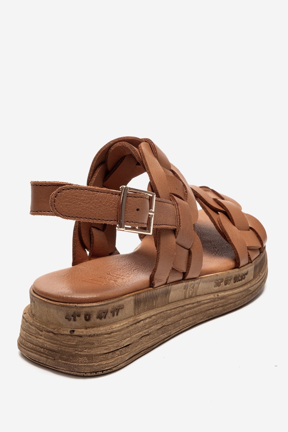 ELVORO - Sandalia de Piel Genuina Camel (Mujer)