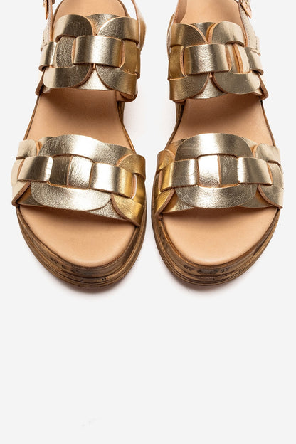 ELVORO - Gold Genuine Leather Sandal (Women)