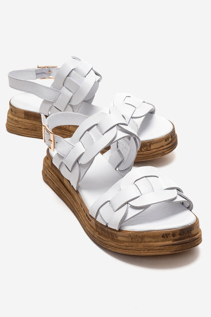 ELVORO - White Genuine Leather Sandal (Women)