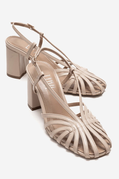 WILDA - Beige Block Heel Shoe (Women)