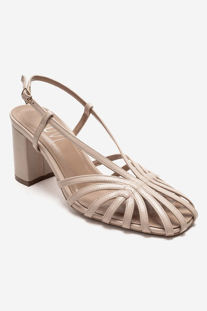 WILDA - Beige Block Heel Shoe (Women)