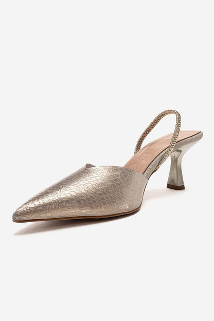 RENOS - Gold Pointed Toe Stiletto Pump (Women)