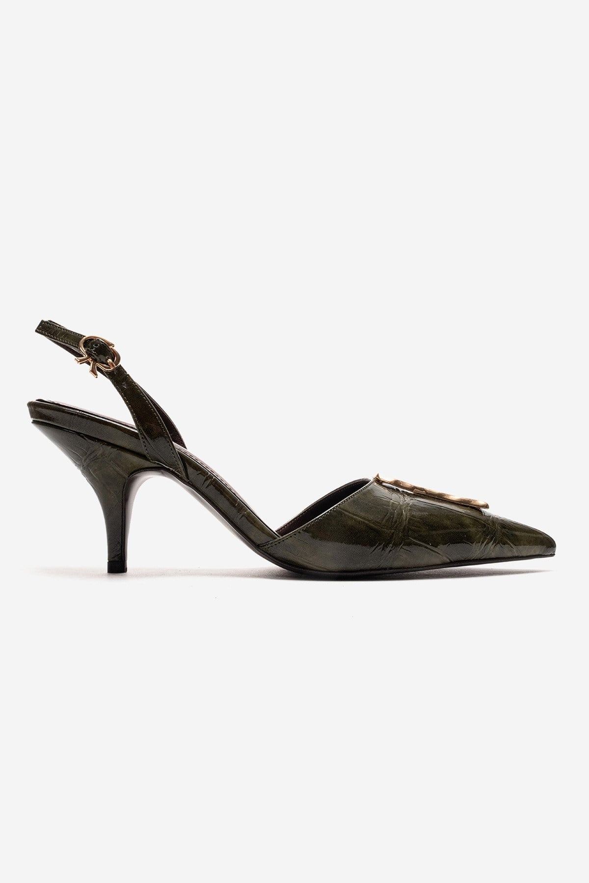 Yvella - Green Patent Buckle Pointed Toe Stiletto Pump (Women)