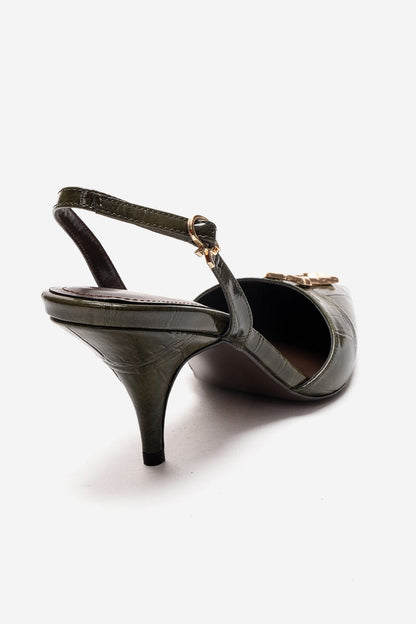 Yvella - Green Patent Buckle Pointed Toe Stiletto Pump (Women)