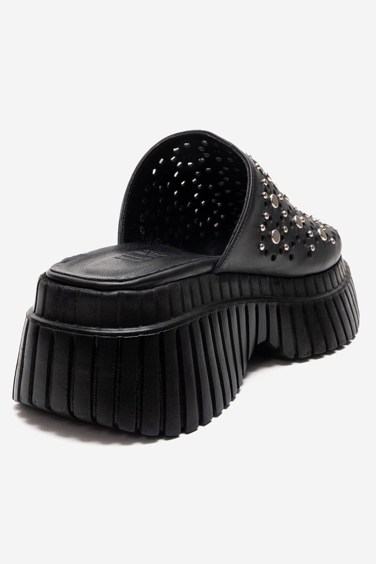 HARLOW - Plataforma deslizable de cuero genuino negro (Mujer)