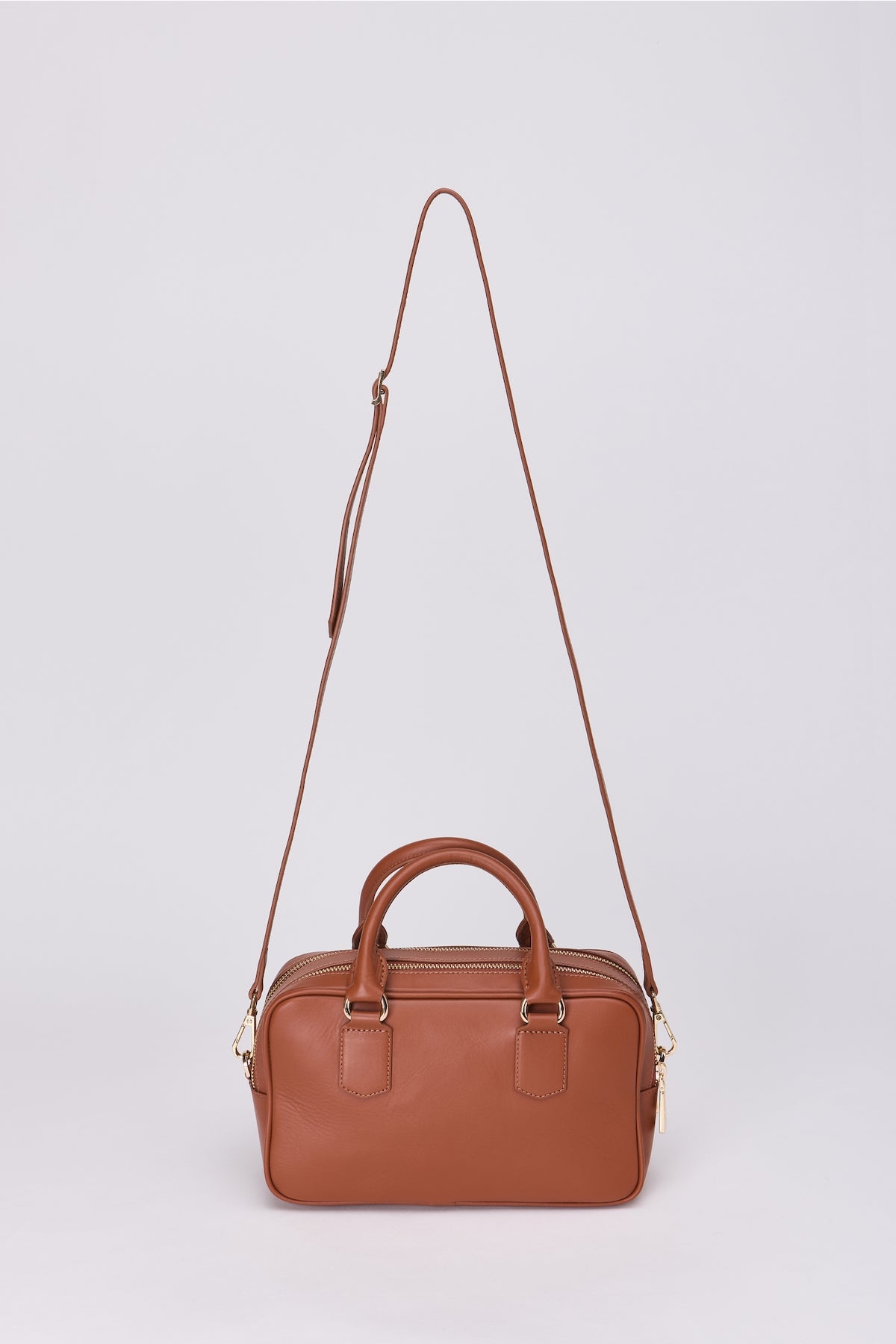 Sara Cognac Brown Structured Mini Bag - Fw25-0003