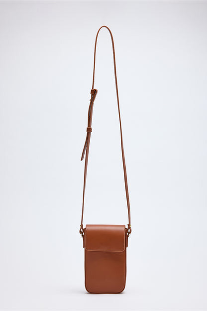 Ales Cognac Brown Mini Crossbody Bag - Fw25-0001