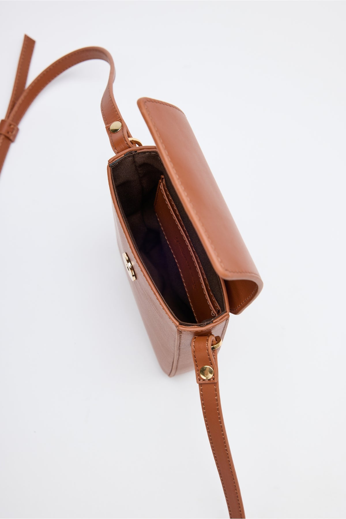 Ales Cognac Brown Mini Crossbody Bag - Fw25-0001