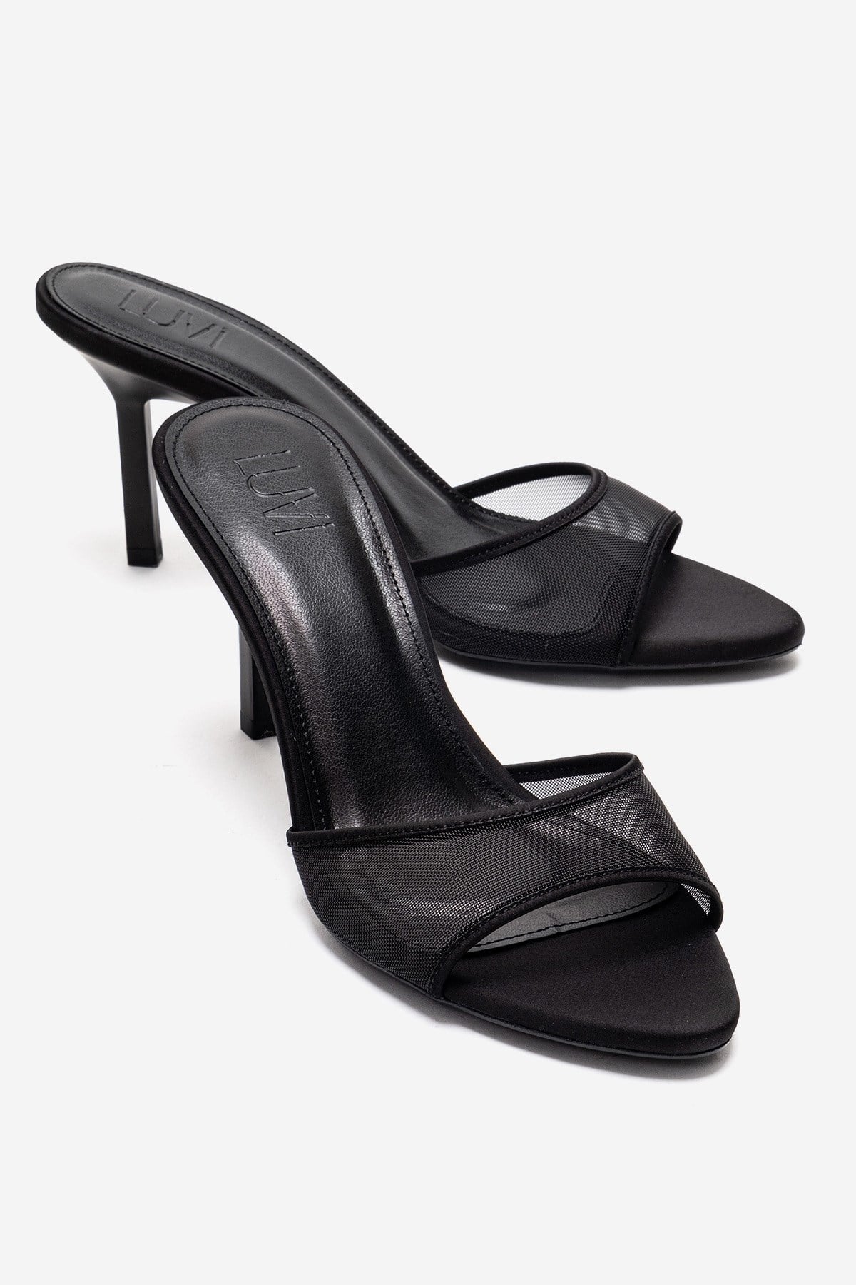 Monroe - Black Stiletto Heel Mule (Women)