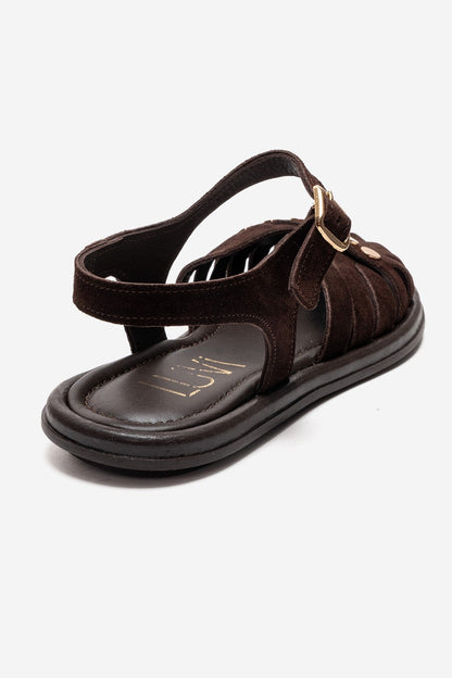 CHIELA - Brown Genuine Leather Ankle Strap Sandal (Women)
