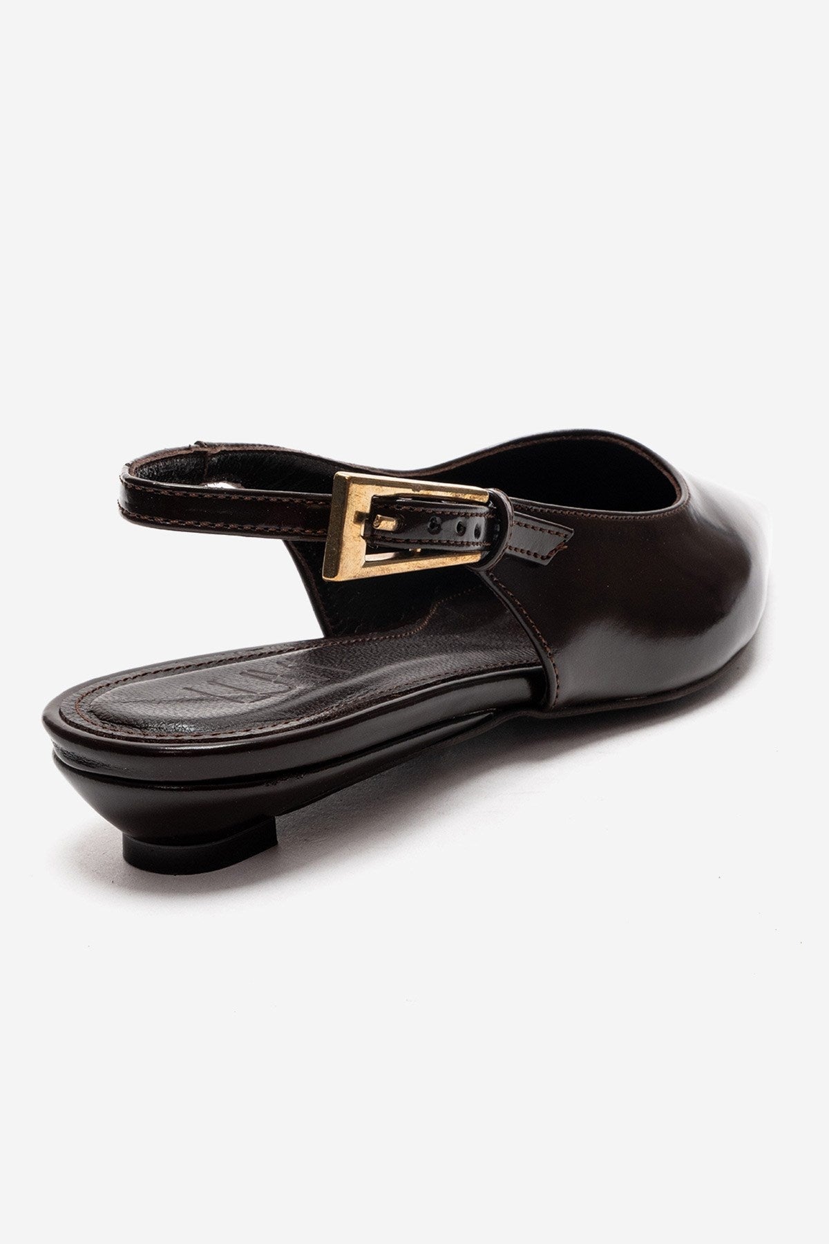 JENNA - Zapato de tacón bajo con punta fina de cuero genuino marrón (Mujer)