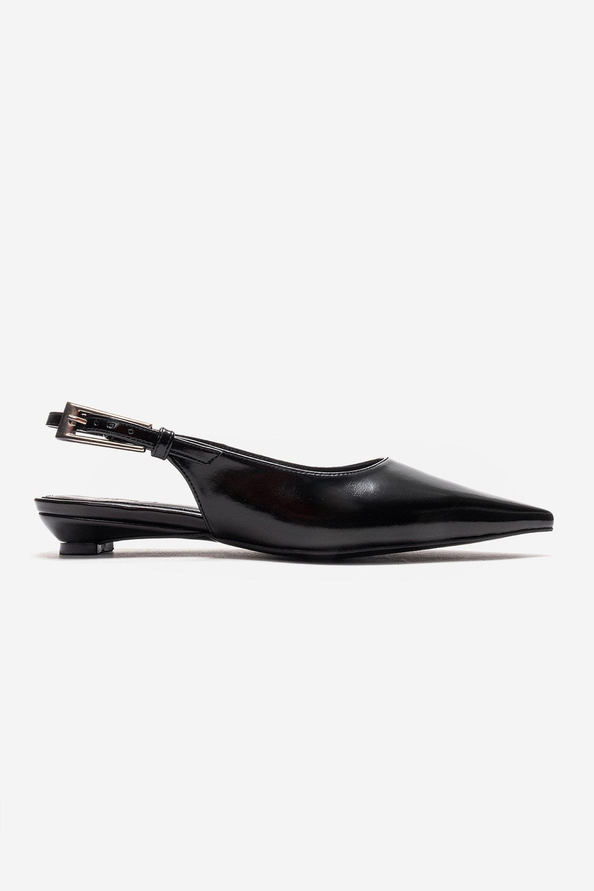 JENNA - Zapato de tacón bajo con punta de piel auténtica negra (mujer)