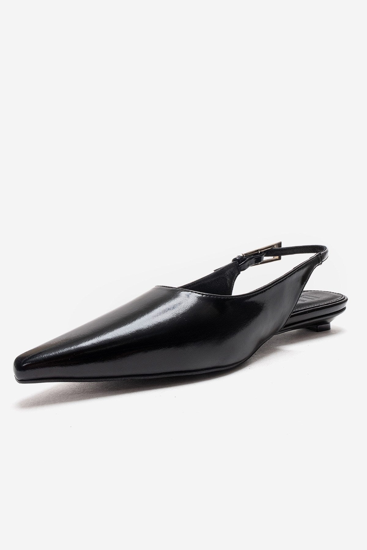JENNA - Zapato de tacón bajo con punta de piel auténtica negra (mujer)
