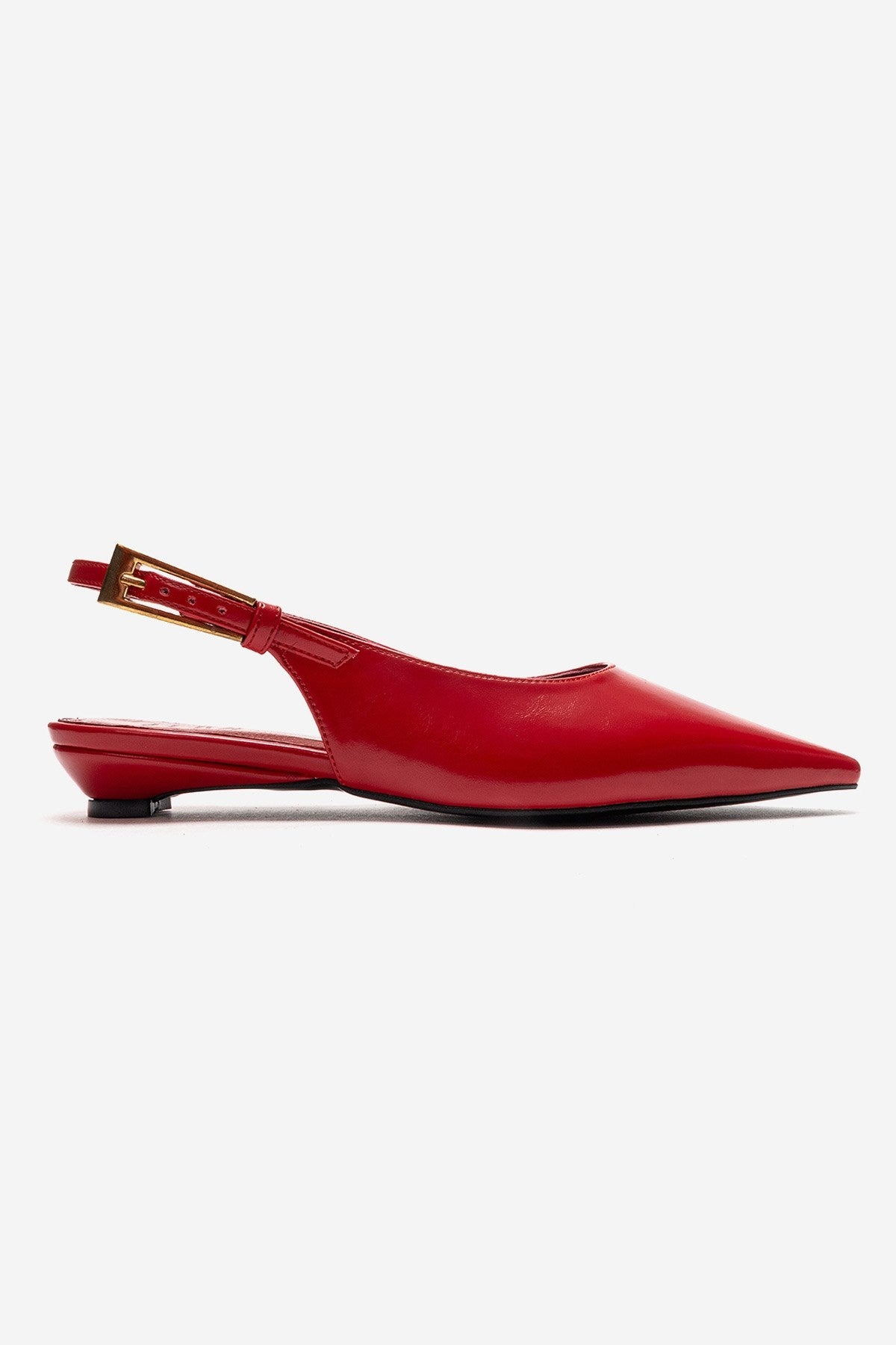 JENNA - Red Genuine Leather Pointed Toe Low Block Heel Pump (Women)
