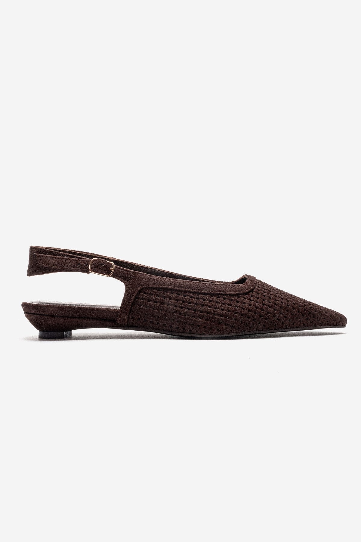 AVIVA - Zapatos de tacón bajo con punta y tacón de bloque bajo de cuero genuino marrón (Mujer)
