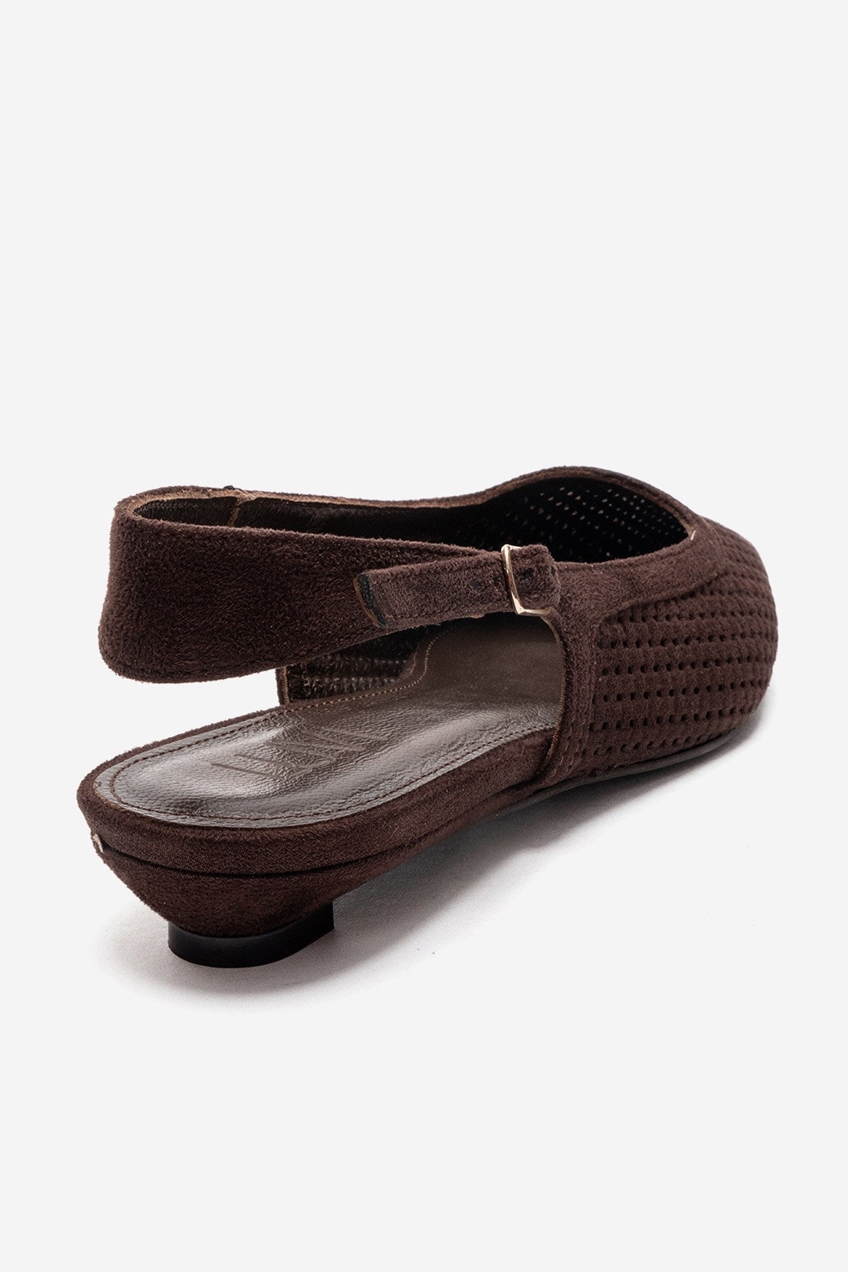 AVIVA - Zapatos de tacón bajo con punta y tacón de bloque bajo de cuero genuino marrón (Mujer)