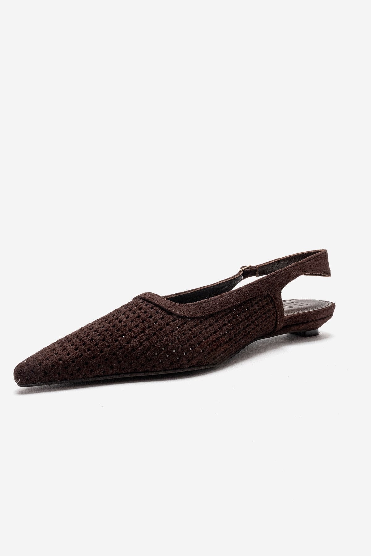 AVIVA - Zapatos de tacón bajo con punta y tacón de bloque bajo de cuero genuino marrón (Mujer)