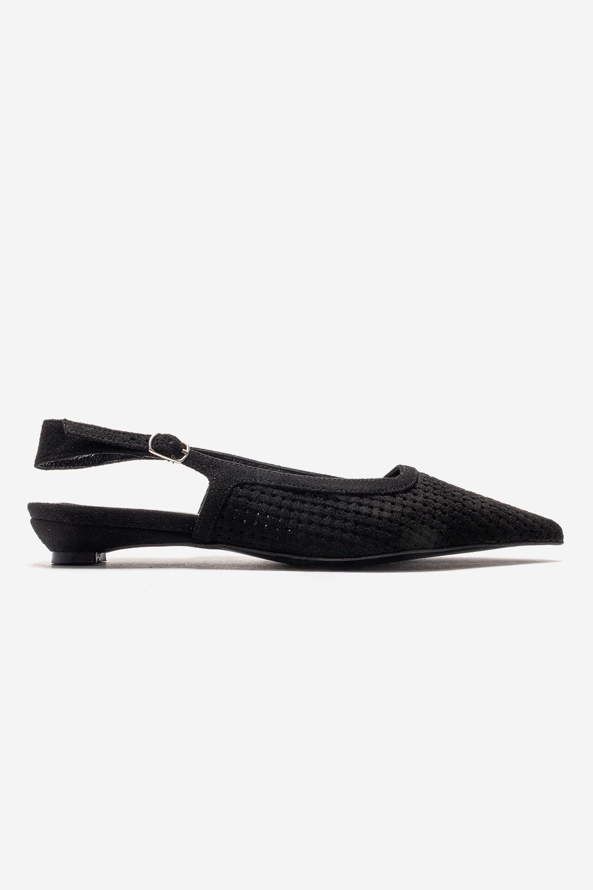 AVIVA - Zapatos de tacón bajo de piel auténtica negra con puntera en punta (Mujer)