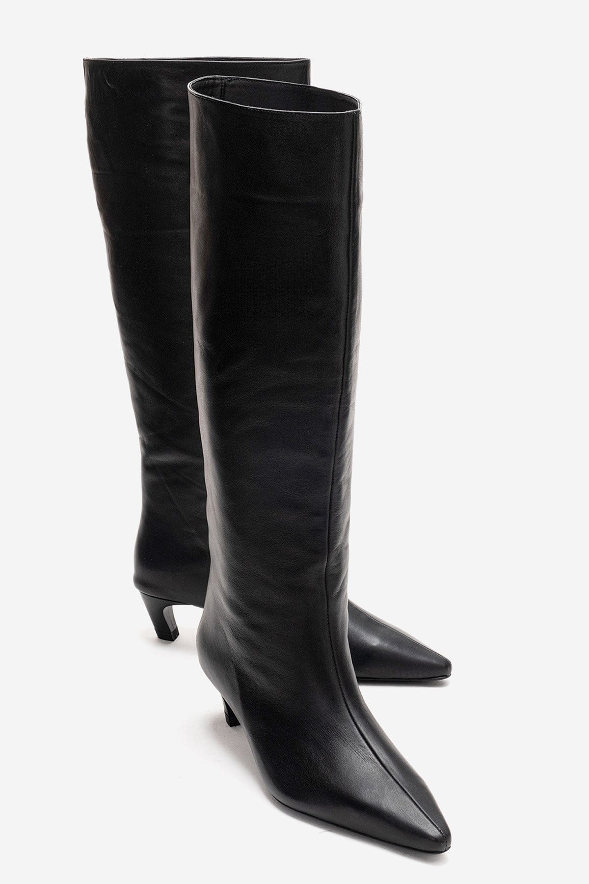 CORVEL - Black Genuine Leather Knee-High Heeled Boot (Women)