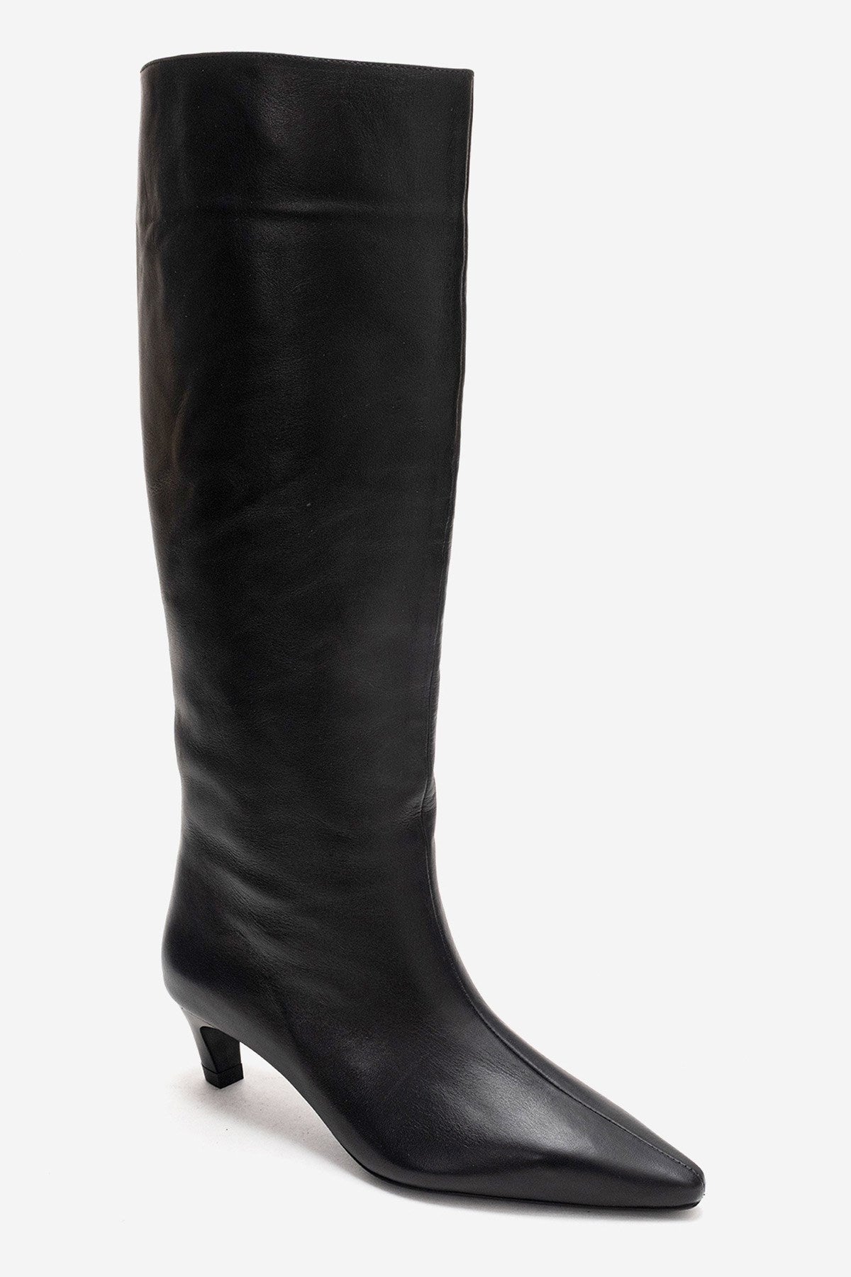 CORVEL - Black Genuine Leather Knee-High Heeled Boot (Women)