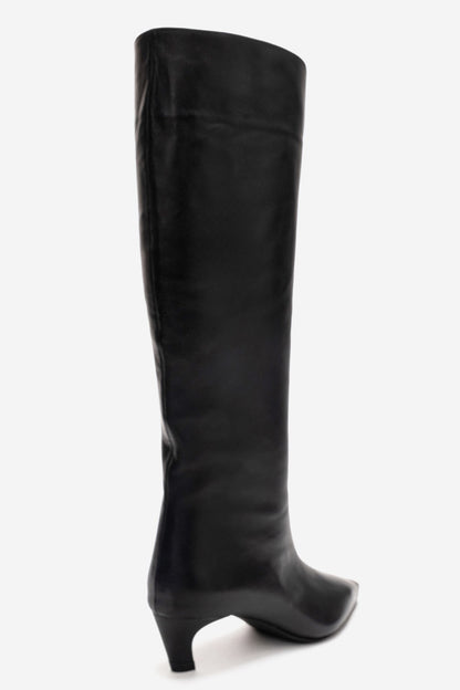 CORVEL - Black Genuine Leather Knee-High Heeled Boot (Women)