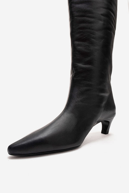 CORVEL - Black Genuine Leather Knee-High Heeled Boot (Women)