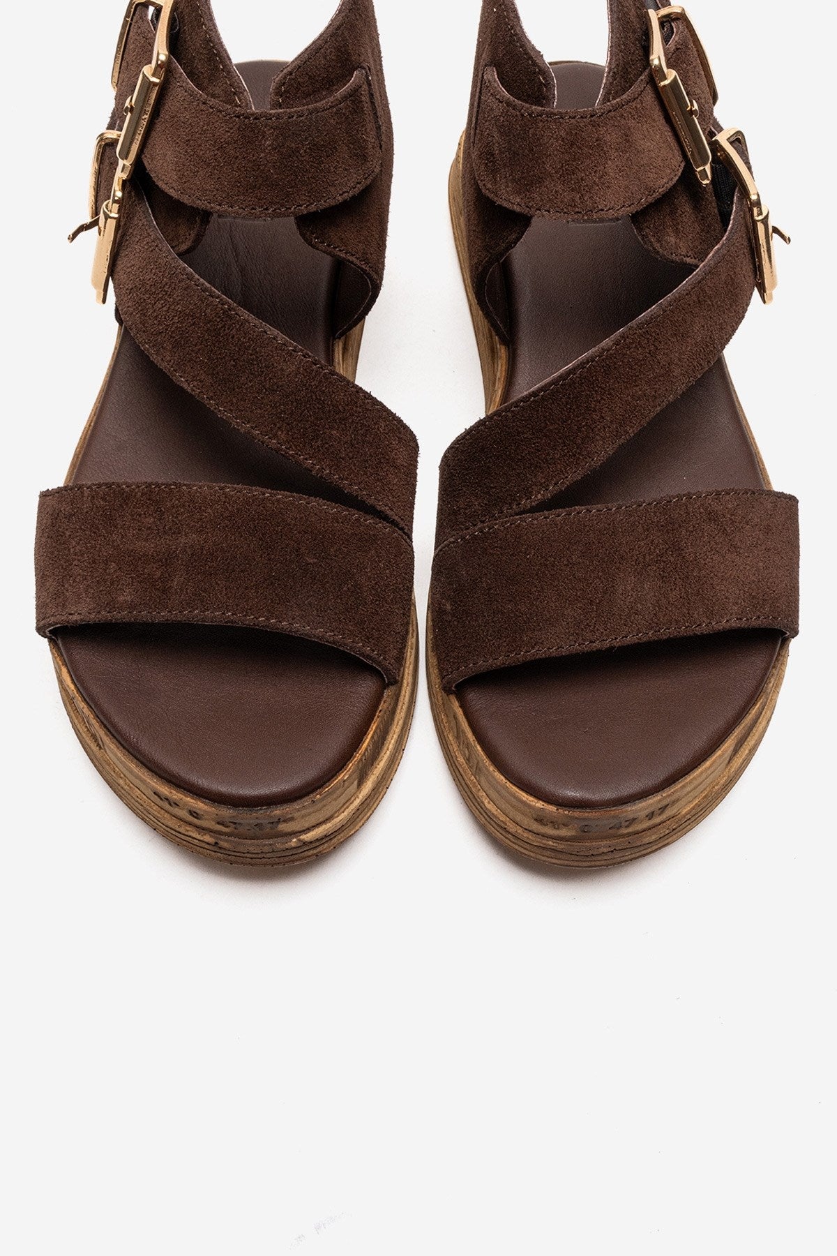 LORENTIS - Brown Genuine Leather Double Buckle Sandal (Women)