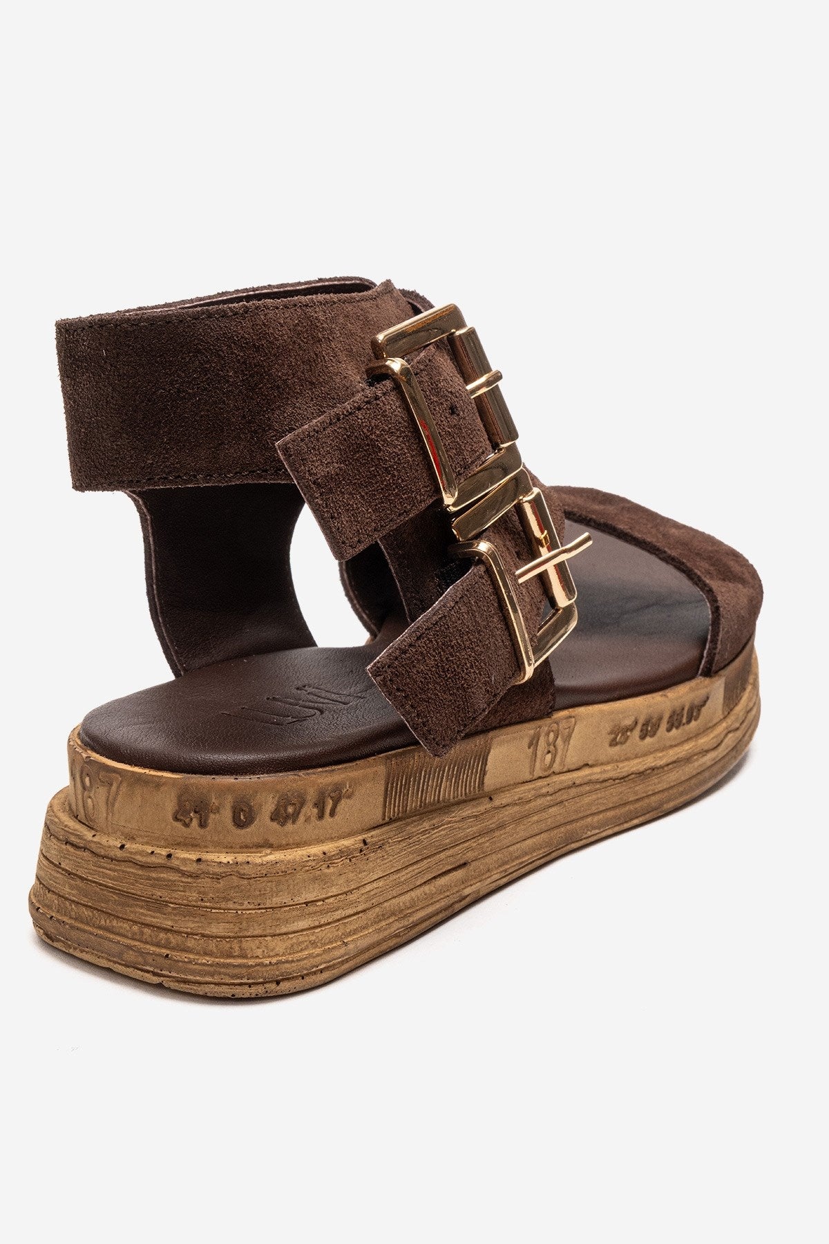 LORENTIS - Brown Genuine Leather Double Buckle Sandal (Women)