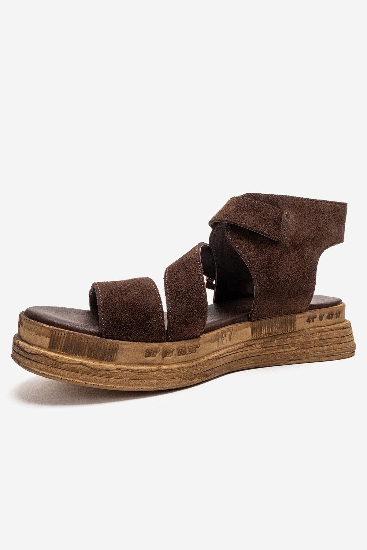 LORENTIS - Brown Genuine Leather Double Buckle Sandal (Women)