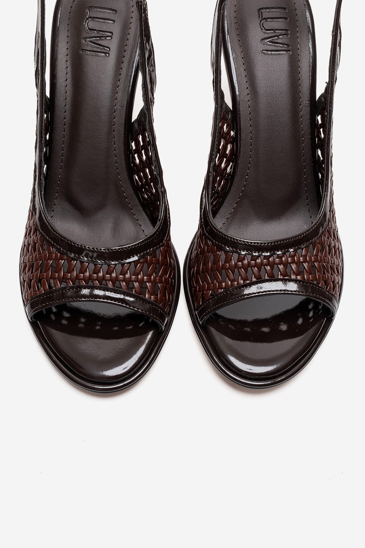 BONITO - Zapatos de Tacón de Aguja de Tela Trenzada Marrón (Mujer)