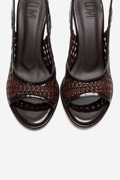 BONITO - Zapatos de Tacón de Aguja de Tela Trenzada Marrón (Mujer)