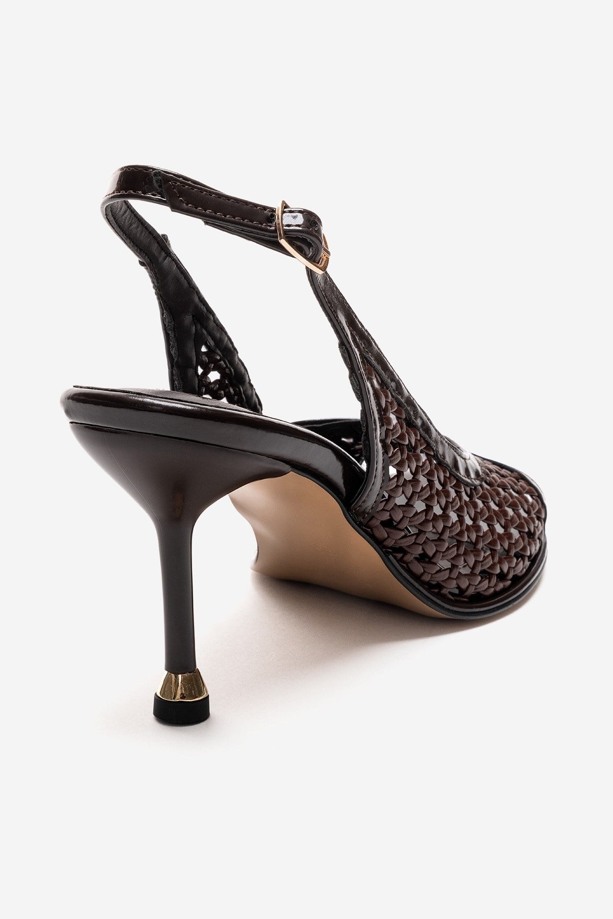 BONITO - Zapatos de Tacón de Aguja de Tela Trenzada Marrón (Mujer)