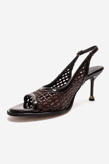 BONITO - Zapatos de Tacón de Aguja de Tela Trenzada Marrón (Mujer)