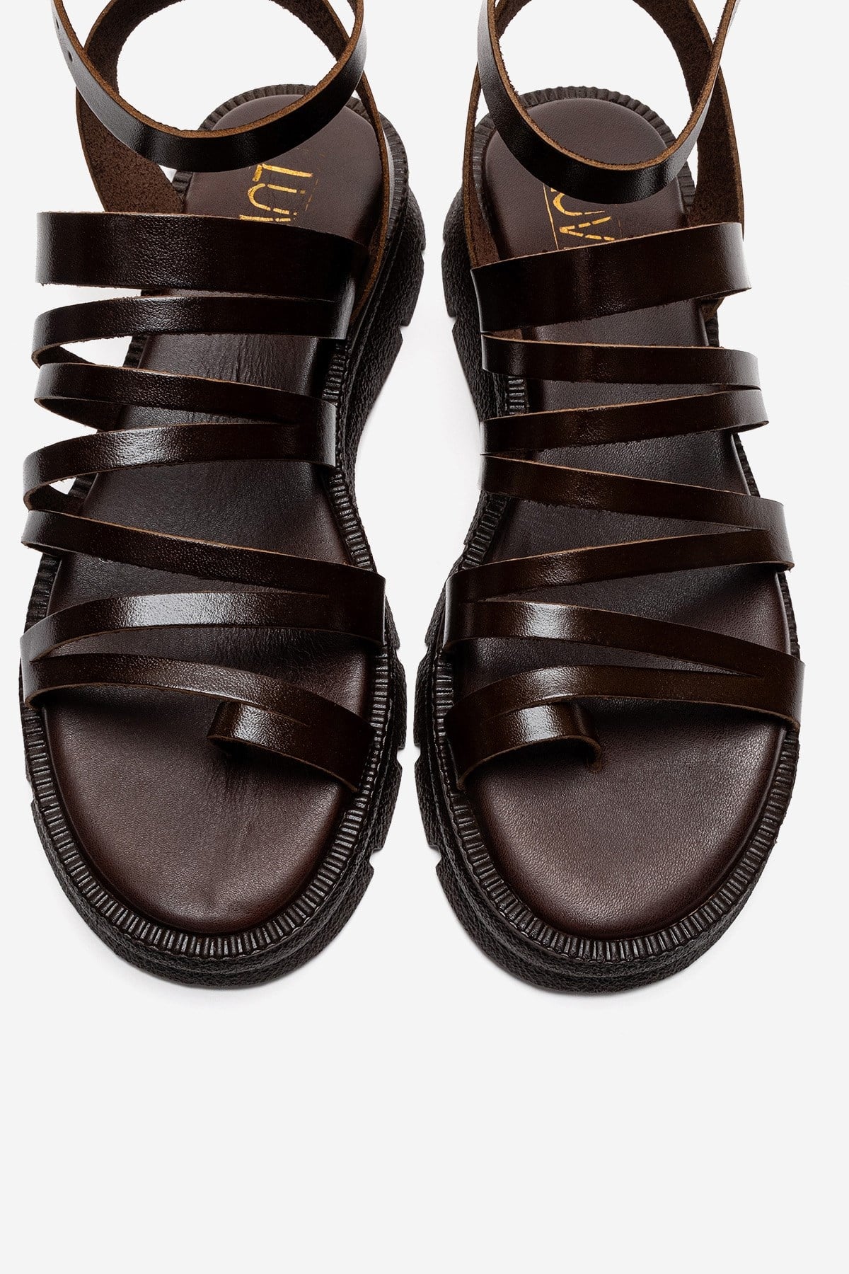 ELSA - Brown Genuine Leather Multi-Strap Thong Sandal (Women)